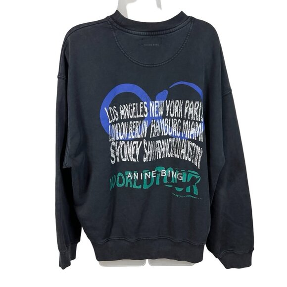 Anine Bing Jace Viper Sweatshirt in Washed Black Size Large - Picture 3 of 10